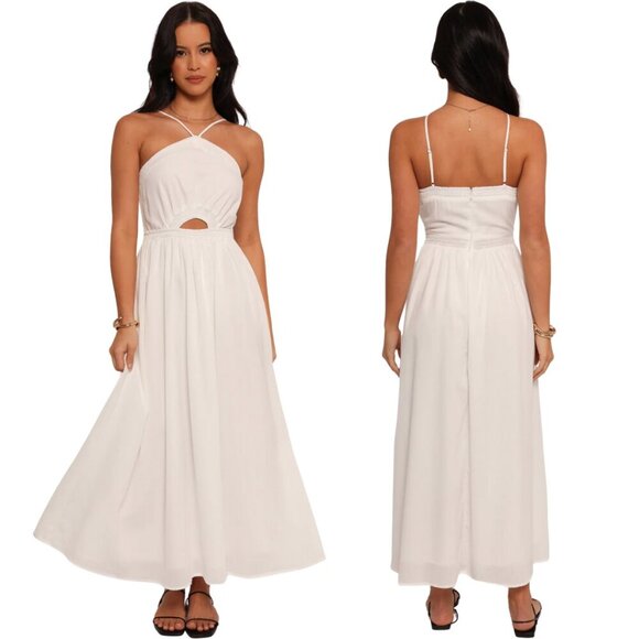 Petal + Pup Madi Maxi Dress Womens Small White Sleeveless Cut Out Flowy Boho NWT - Picture 1 of 15
